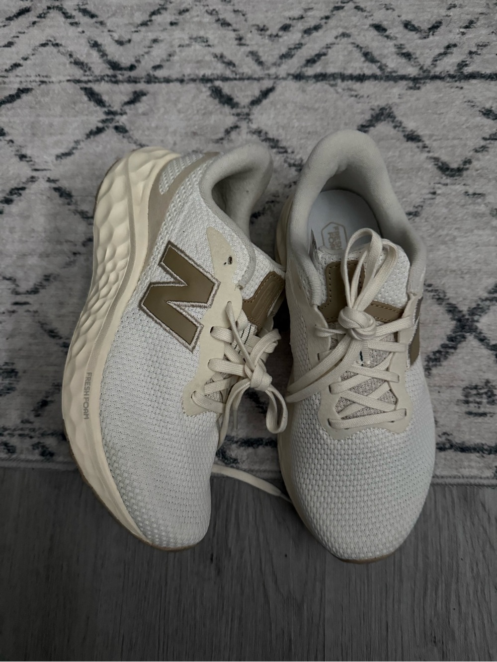 New Balance Women's Running Sneakers in Cream and Light Brown